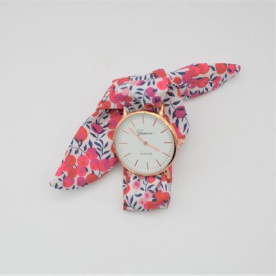 Reloj de mujer pulsera de tela para atar Liberty Wiltshire rojo regalo de San Valentín para mujer
