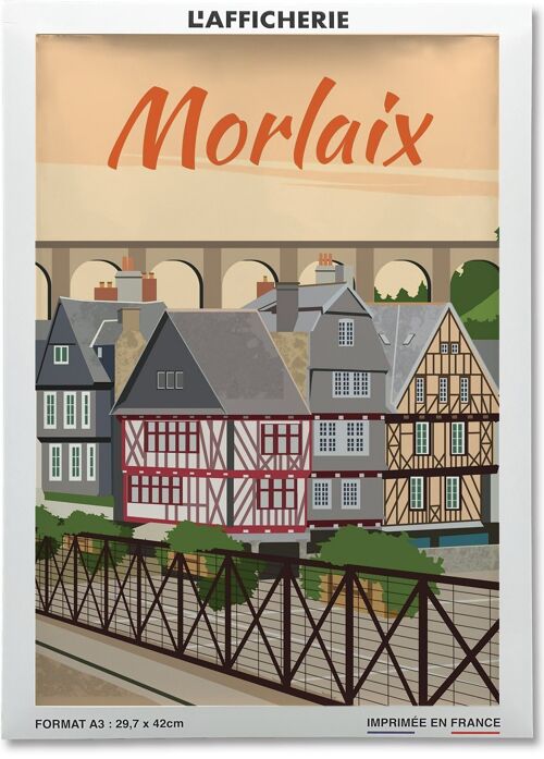 Affiche illustration de la ville de Morlaix