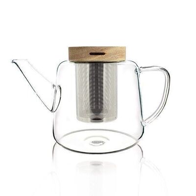 Teiera Gustave in vetro borosilicato e coperchio in legno 1l