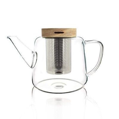 Gustave teapot in borosilicate glass and wooden lid 1l
