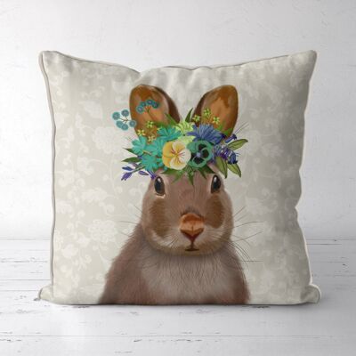 Cute Rabbit Farmhouse, Cream, Pillow, Cushion, 45x45cm, Bohemia Collection