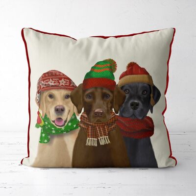 Labradors, Hats & Scarves, Christmas Holiday Pillow, Cushion, 45x45cm