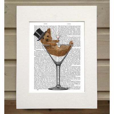 Yorkshire Terrier in Martini Glass, Book Print, Art Print, Wall Art