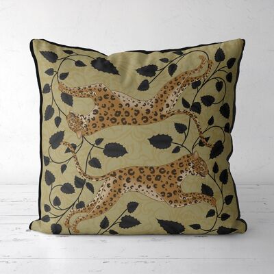Leopard Twins, Gold, Animalia Tropical Pillow, Cushion, 45x45cm