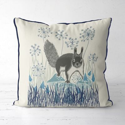 Country Lane Squirrel 3, Indigo Pillow, Cushion, 45x45cm