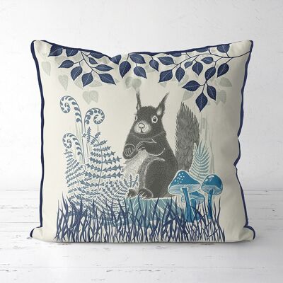 Country Lane Squirrel 2, Indigo Pillow, Cushion, 45x45cm