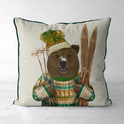 Bear in Christmas Sweater, Ski Pillow, Cushion, 45x45cm
