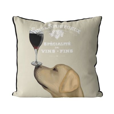 Yellow Labrador Dog Au Vin, Wine Pillow, Cushion, 45x45cm