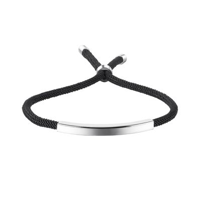 Marseille black-silver | Bracelet with stainless steel plaque