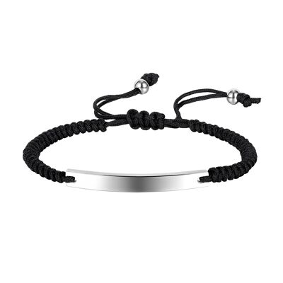 Dublín negro-plata | Pulsera con placa de acero inoxidable