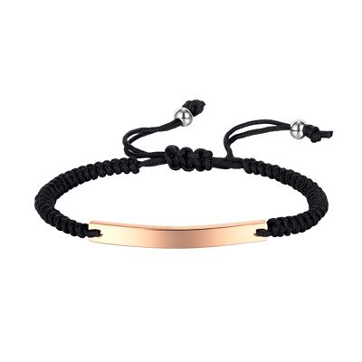 Dublin noir-rose | Bracelet avec plaque en acier inoxydable