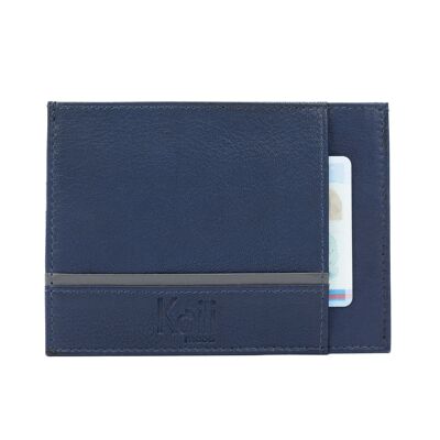 K10907DB | Document/Credit Card Holder in Genuine Leather Col. Blue