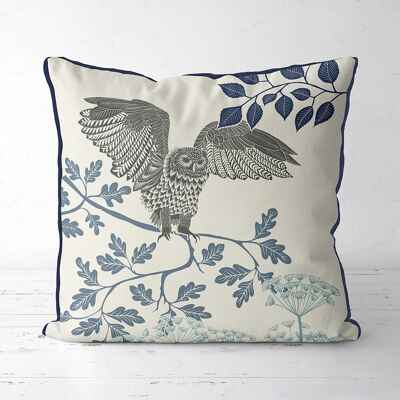Country Lane Owl 5, Indigo Pillow, Cushion, 45x45cm