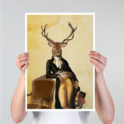 Deer and Chair, Full, 11x14inch Giclee Art Print, Wall Art