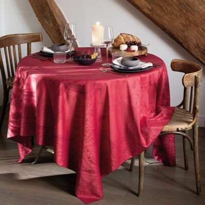 Nappe Orchidees Bordeaux 120 x 120 cm 100% coton