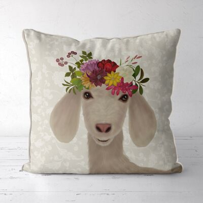Cute Goat Farmhouse, Cream, Pillow, Cushion, 45x45cm, Bohemia Collection