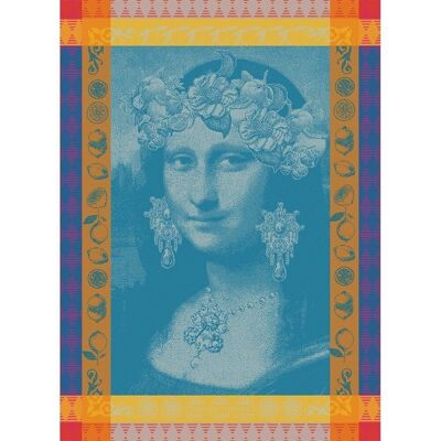 Torchon Mona Lisa Bleu 56 x 77 cm 100% coton