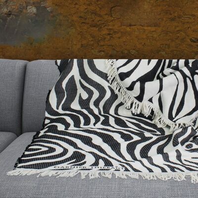 Plaid Zebre Noir Et Blanc 140 x 170 cm coton & autres fibres
