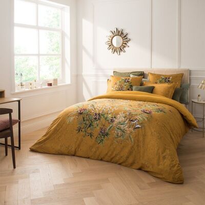 Housse de couette Chants D'Oiseaux Curry 240 x 220 cm satin de coton 120 fils/cm²