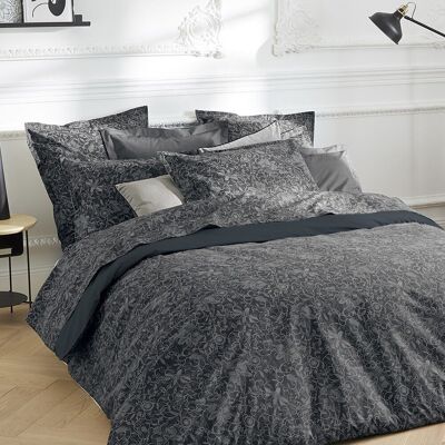 Drap plat Reve Noir Nocturne 240 x 300 cm percale de coton 80 fils/cm²