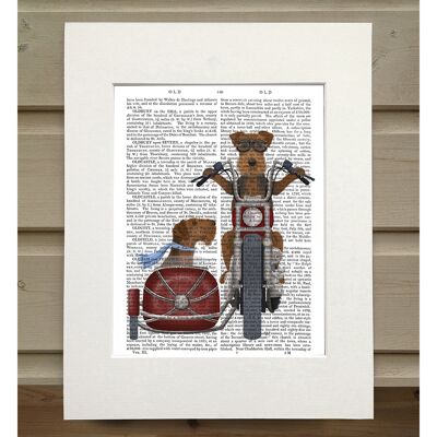 Airedale Chopper and Sidecar, Book Print, Art Print, Wall Art