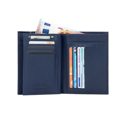 K10909DB | Herren-Geldbörse aus echtem Leder in der Farbe Blau