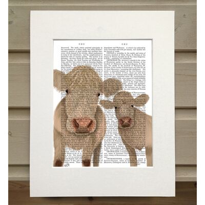 Cow Duo, Cream, Looking at You, Book Print, Art Print, Wall Art