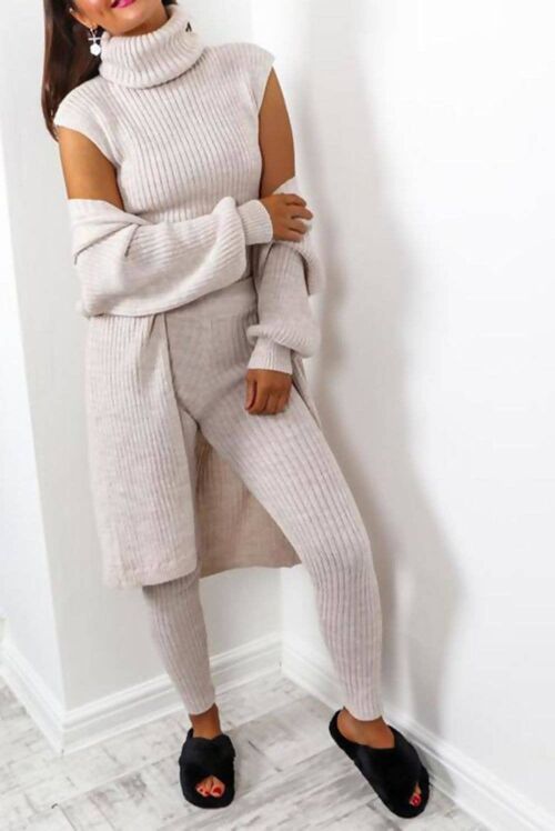 3 Piece Knitted Roll Neck Lounge Set 6029