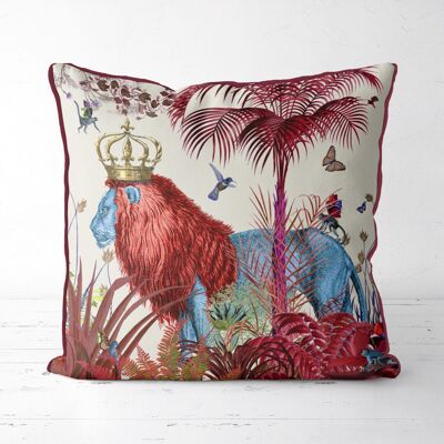 Tropical Red Lions, Pillow, Cushion, 45x45cm