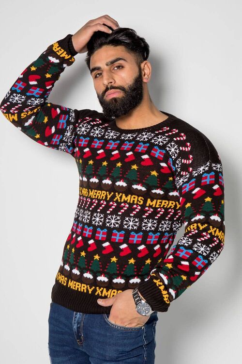 Black Christmas Decoration Knitted Jumper