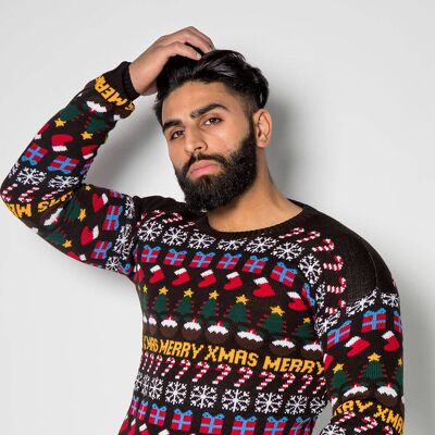 Black Christmas Decoration Knitted Jumper