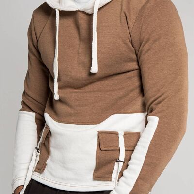 Brown Two Tone Cargo Hoodie