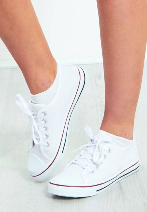 Canvas Flat Lace Up Trainers