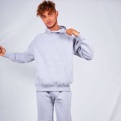 Grey Basic Pullover Hood Tracksuit