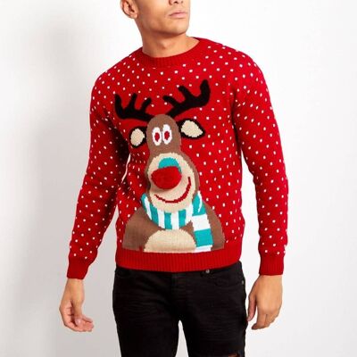 MAGLIONE ROSSO DA UOMO CON POM RUDOLPH NATALIZIO j1083