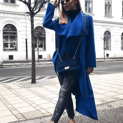 Royal Draped Waterfall Belted Coat