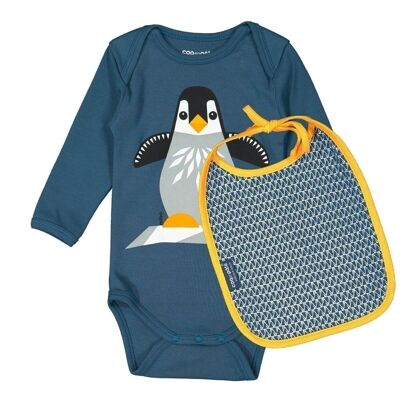 Penguin long-sleeved bodysuit & bib set