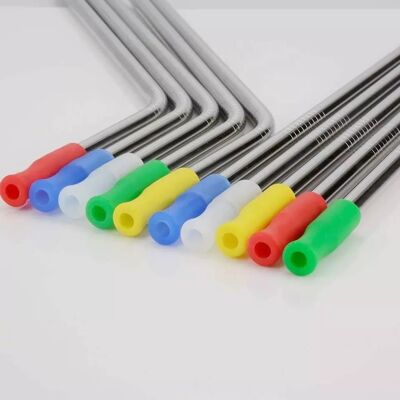 Silicone tips for 6mm stainless steel straws - Dark blue