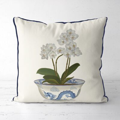 Chinoiserie Orchids, Cream, Pillow, Cushion, 45x45cm