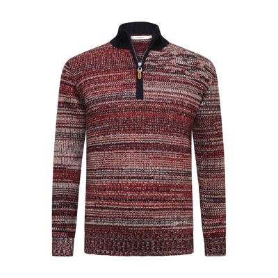 Jersey De Cachemira Con Media Cremallera Melange Red Navy White Valcenis