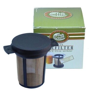 Tea strainer with colored lid - Black