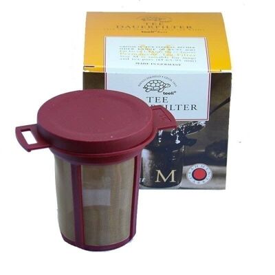Tea strainer with colored lid - Red