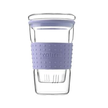 Mug en verre avec bande silicone 360 ml - Bleu clair 2