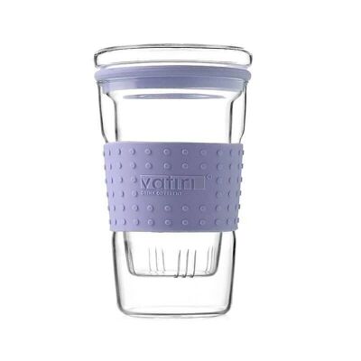 Taza de cristal con banda de silicona 360 ml - Púrpura