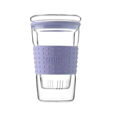 Mug in vetro con fascia in silicone 360 ml - Viola