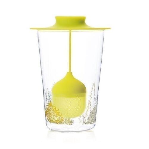 Mug in vetro con infusore giallo 480 ml