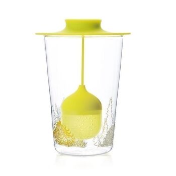 Mug en verre avec infuseur jaune 480 ml