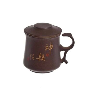 Mug Lin's Ceramic Studio 300 ml Ceramic, brown / ideograms