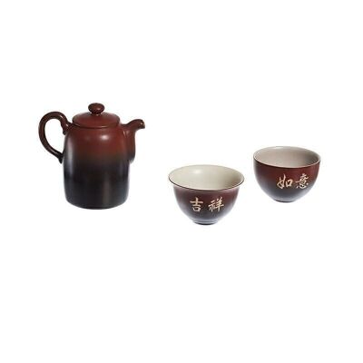 Lin's Ceramics Studio schwarz-rotes Keramikset 3-tlg