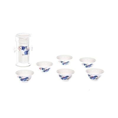 Decorated white porcelain set 7 pcs